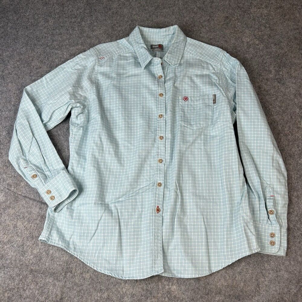 Ariat Men's Light Blue Plaid Casual Button Down Shirt